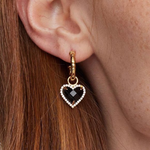 Black onyx earrings,dangle heart earrings,heart shaped earrings, heart earrings - Picture 10 of 12